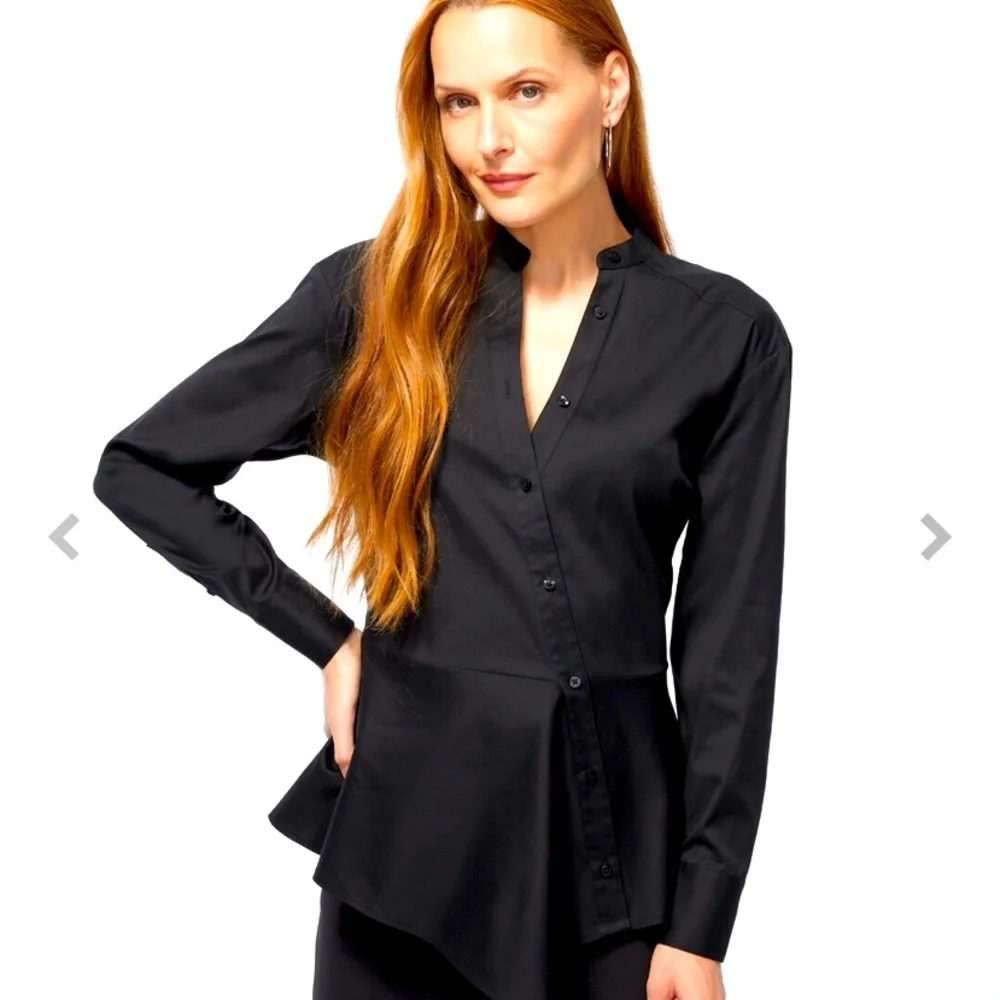 Chicos Black Label Poplin Peplum Shirt SOLD OUT - Picture 3 of 4